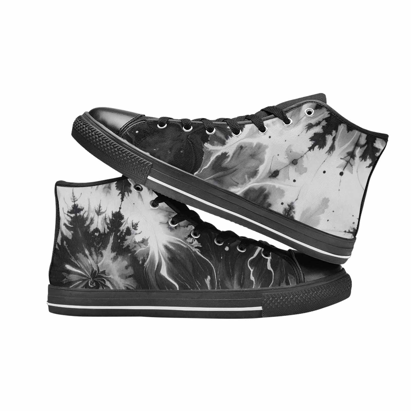 WOMEN'S Tie Dye Acid Wash Black White High Top Canvas Vivid Shoes