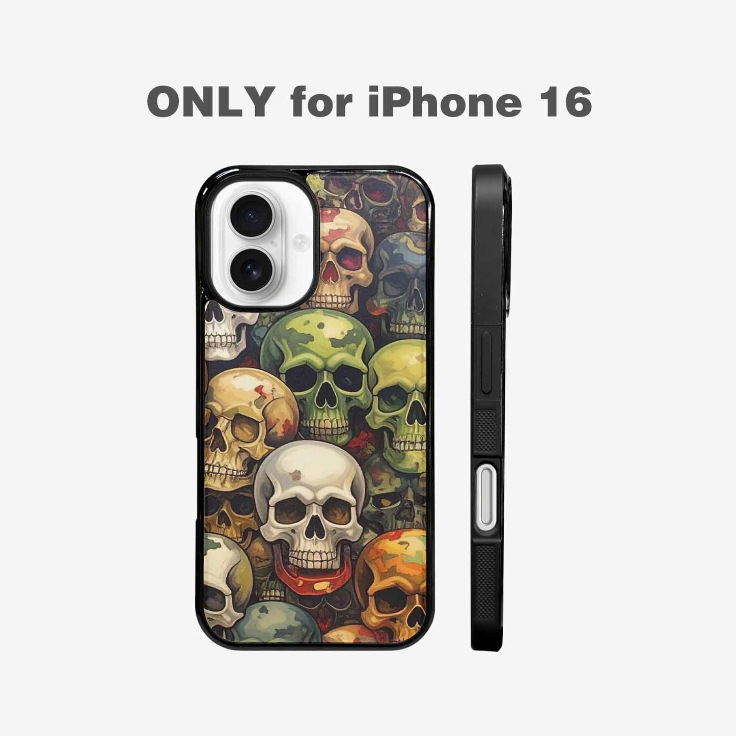 iPhone 16 Case — Skulls Pattern Hundreds Of Sma, Custom Phone Case