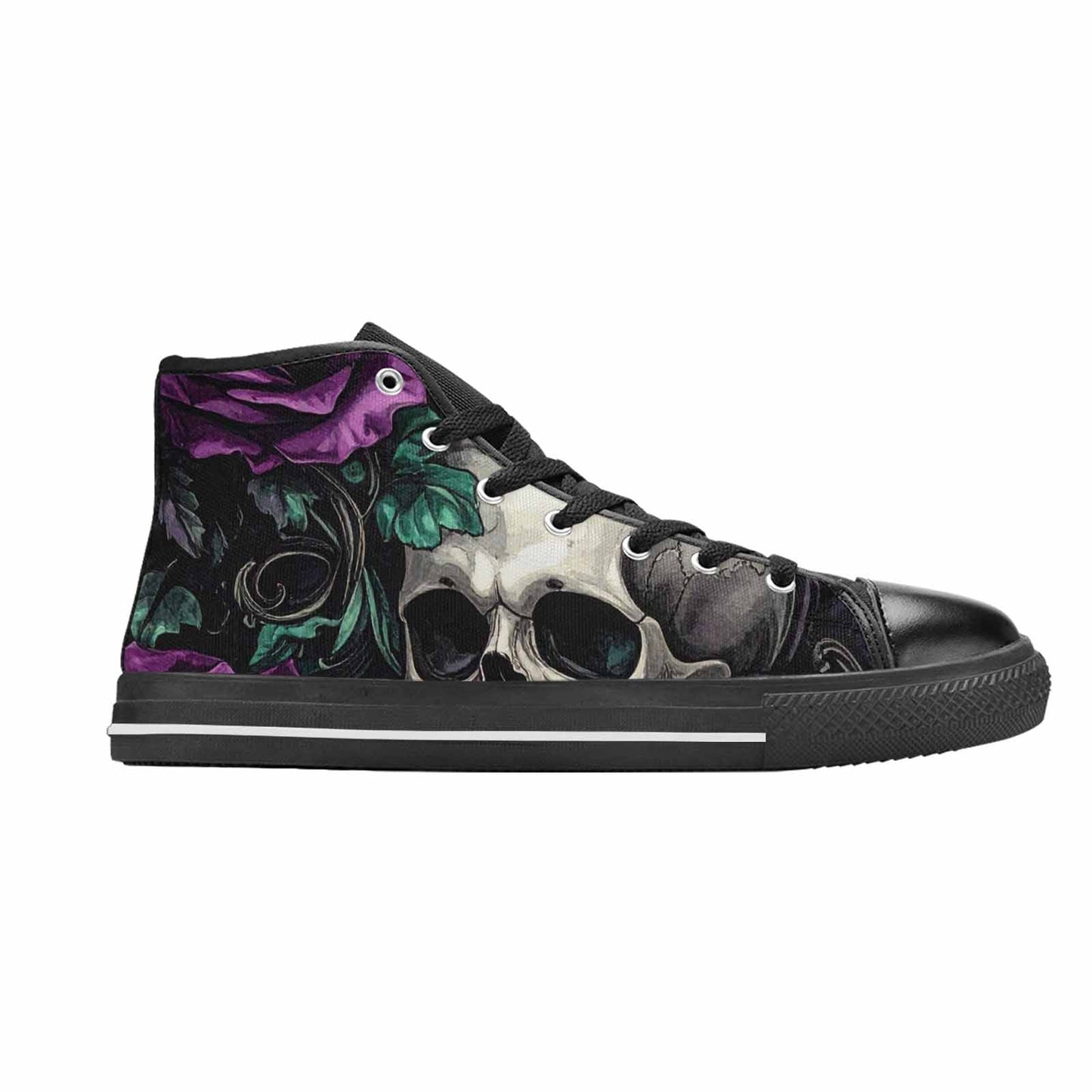 WOMEN'S Skulls Roses Gothic Filigree High Top Canvas Cottagecore Custom Shoes