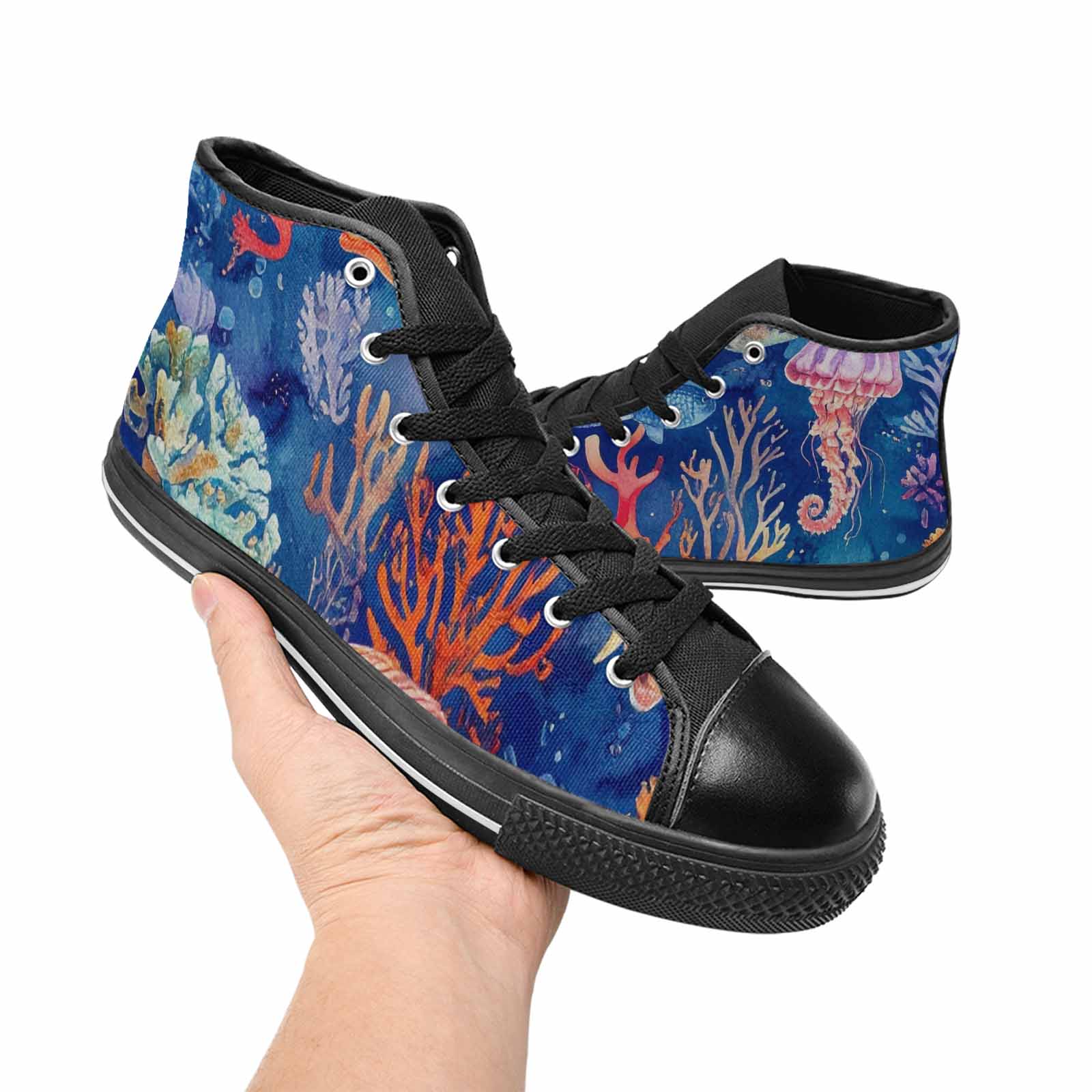 WOMEN'S Fish Scale Coral High Top Canvas Aesthetic Shoes