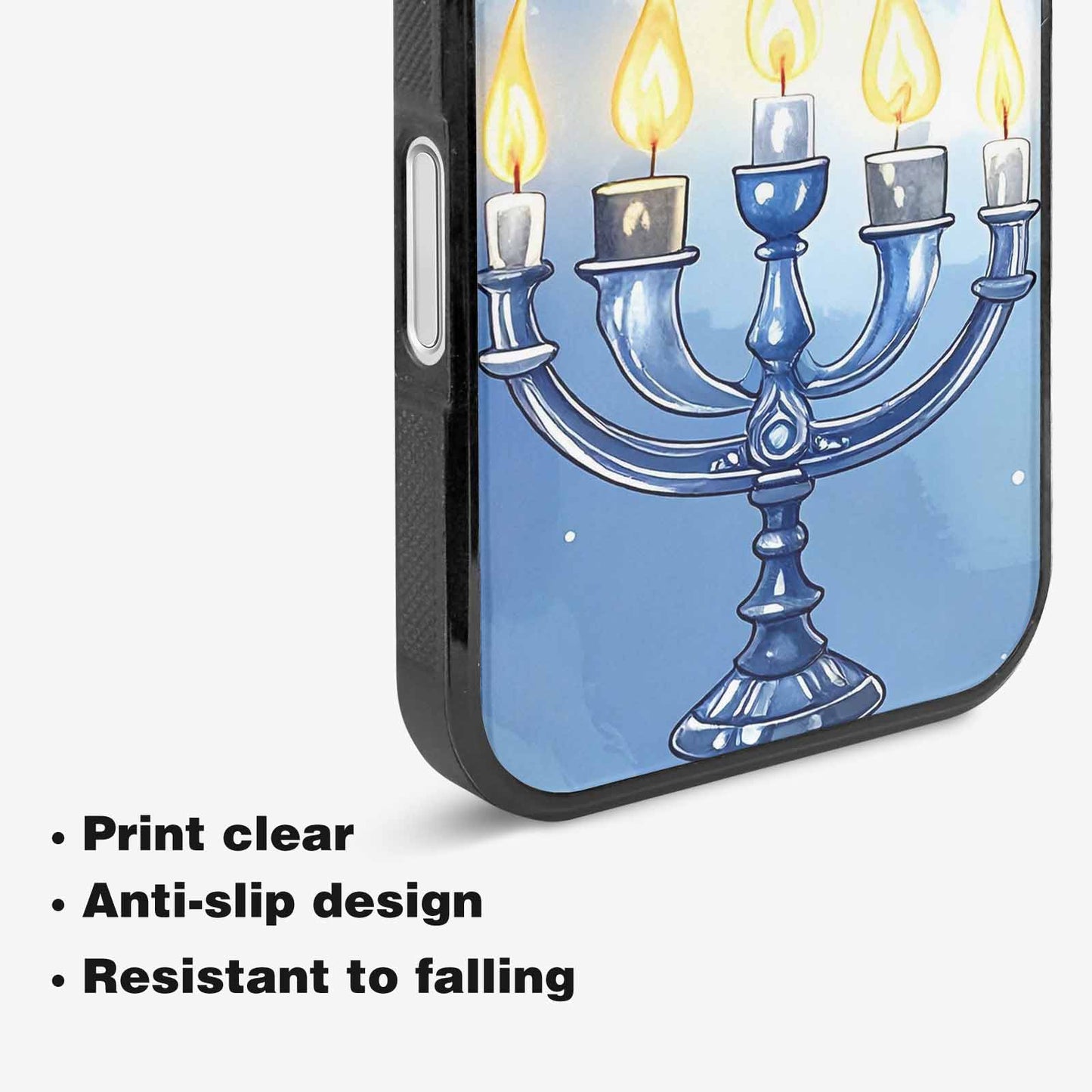 iPhone 16 Plus Case — Hanukkah Menorah Pattern Seamless Repeat Jewish, Custom Phone Case