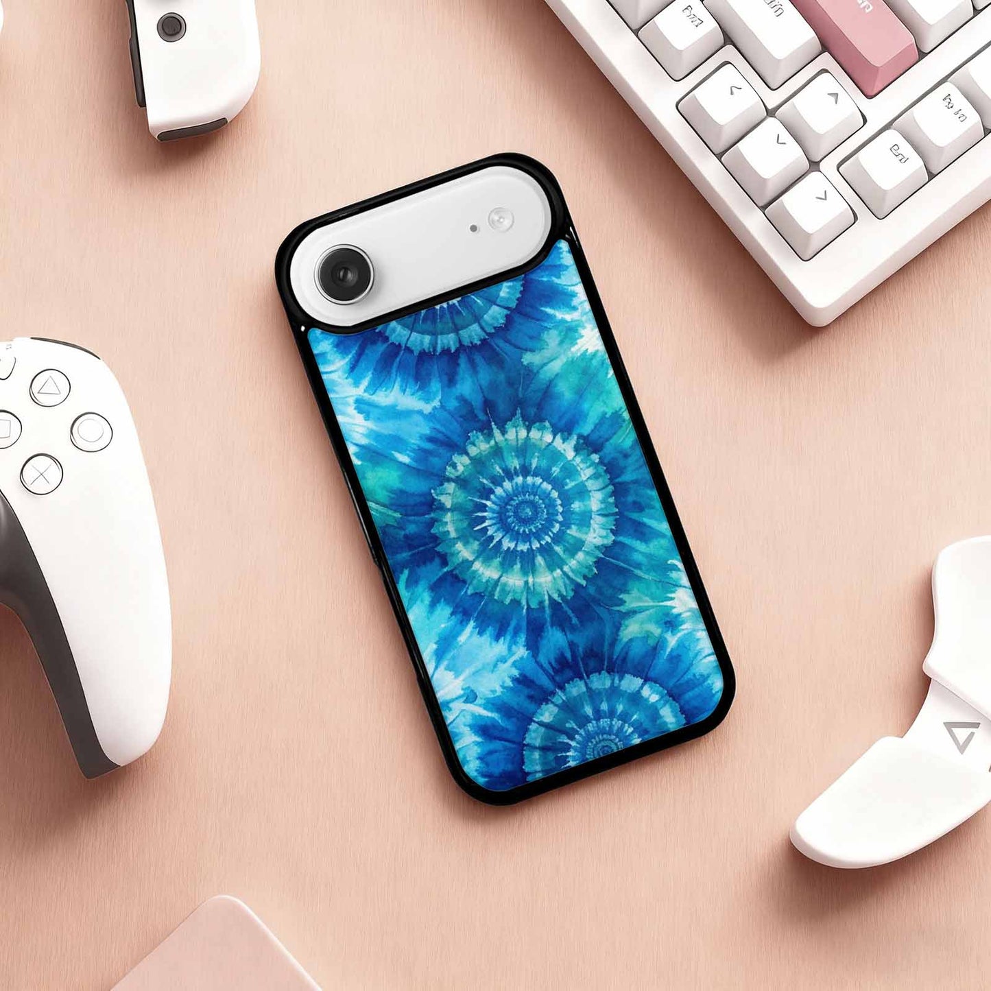 iPhone 17 Air Case — Tie Dye Ocean Blues Blended Tie, Custom Made Phone Cover
