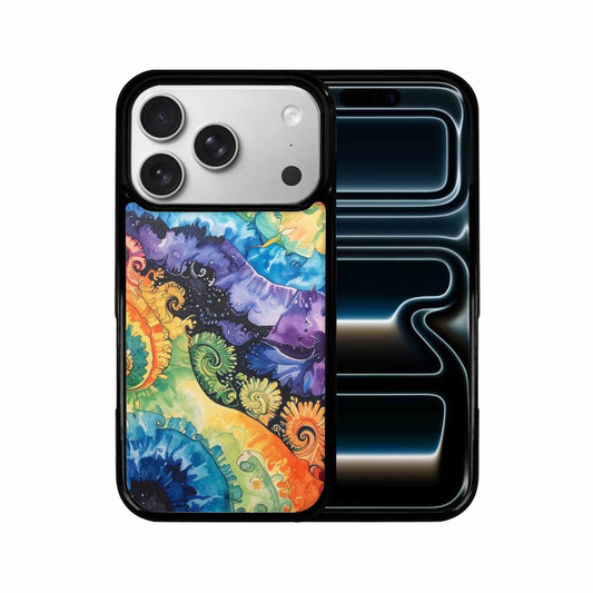 iPhone 17 Pro Case — Black Blue Ink Tie Dye Tie, Custom Phone Case
