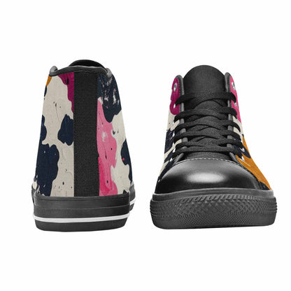 WOMEN'S Cow Animal Print High Top Canvas Cottagecore Shoes