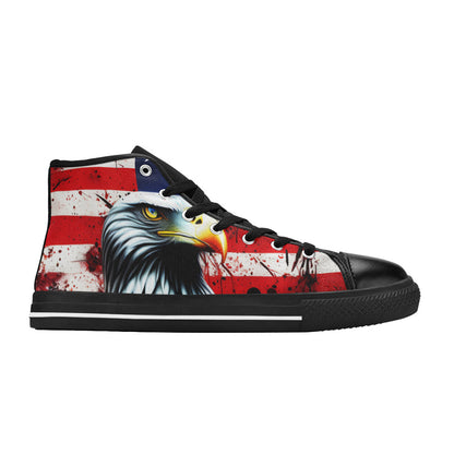 WOMEN'S Patriotic Eagle Distressed High Top Canvas Vibrant Chaos Shoes