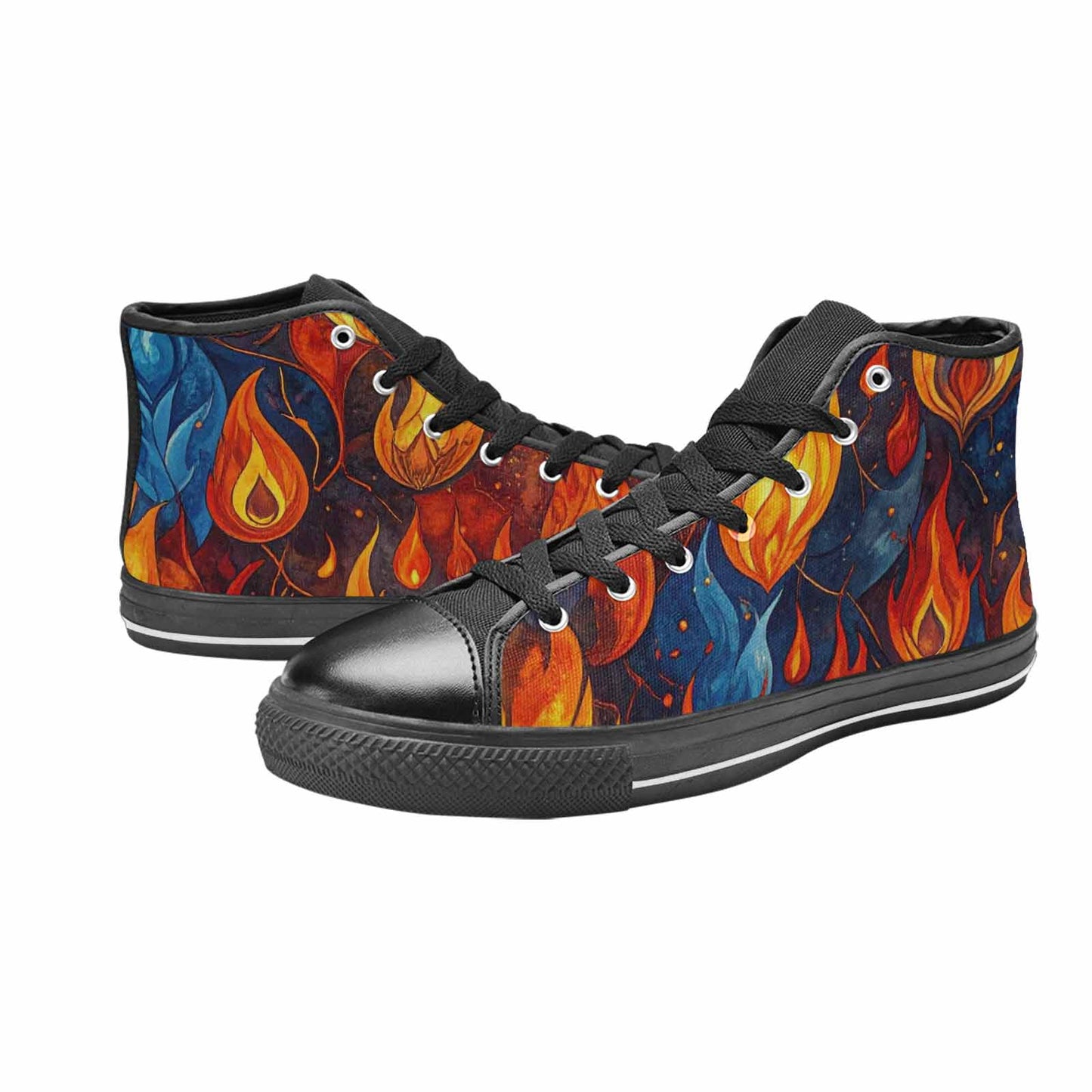 MEN'S Fire Flame High Top Canvas Cottagecore Custom Sneakers