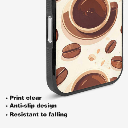iPhone 16 Case — Coffee Cup And Bean Pattern Seamless, Custom Designed Case Cover