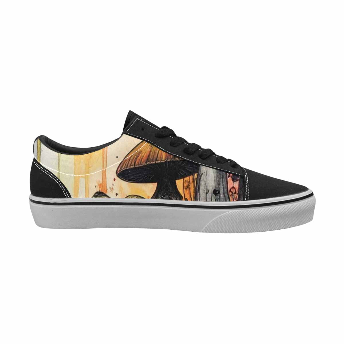 WOMEN'S Rainbow Drip Mushrooms Lace-Up Canvas Neon Fantasy Custom Shoes