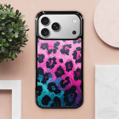 iPhone 17 Pro Max Case — Leopard Neon Pink Teal Airbrush Animal, Personalized Phone Case