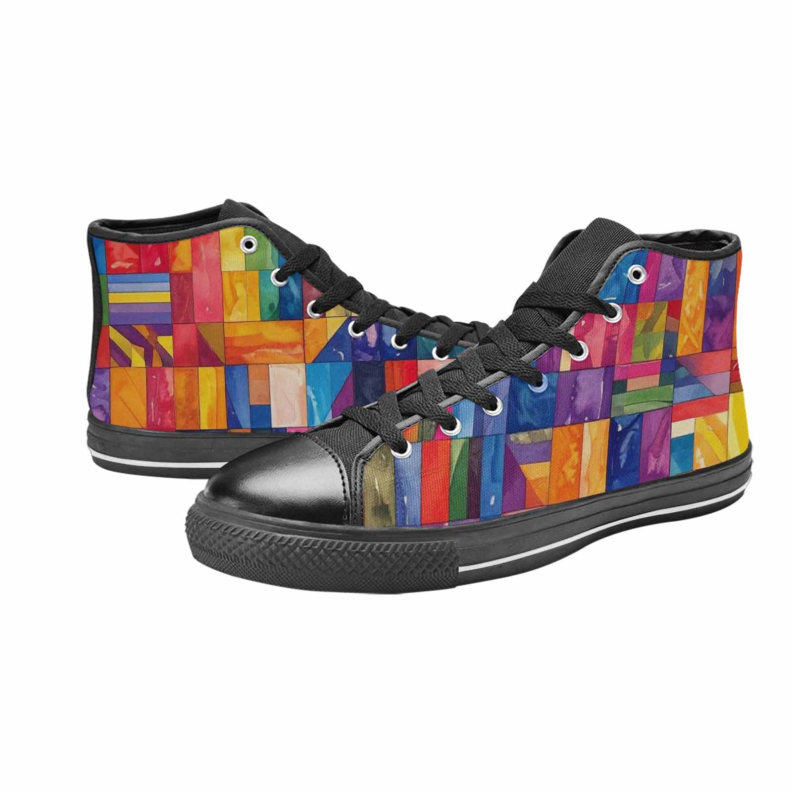 MEN'S Transgender Flag Color High Top Canvas Vibrant Chaos Shoes