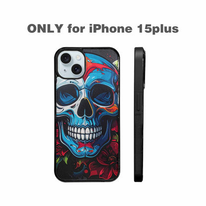 iPhone 15 Plus Case — Graffiti Skull Art Seamless Pattern Vibrant, Original Design Phone Case
