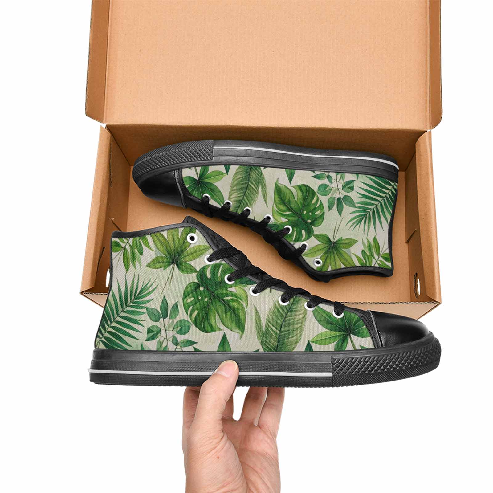 MEN'S Seven-Point Palmate Leaf High Top Canvas Vibrant Chaos Sneakers