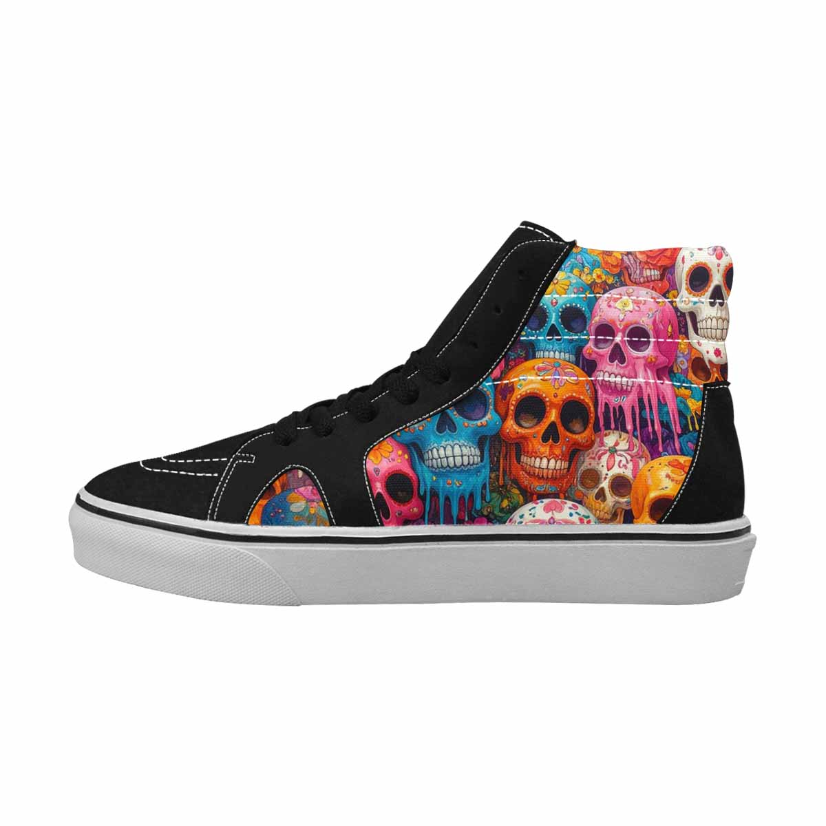 MEN'S Sugar Skulls Melting Sugar High Top Canvas Neon Fantasy Custom Shoes