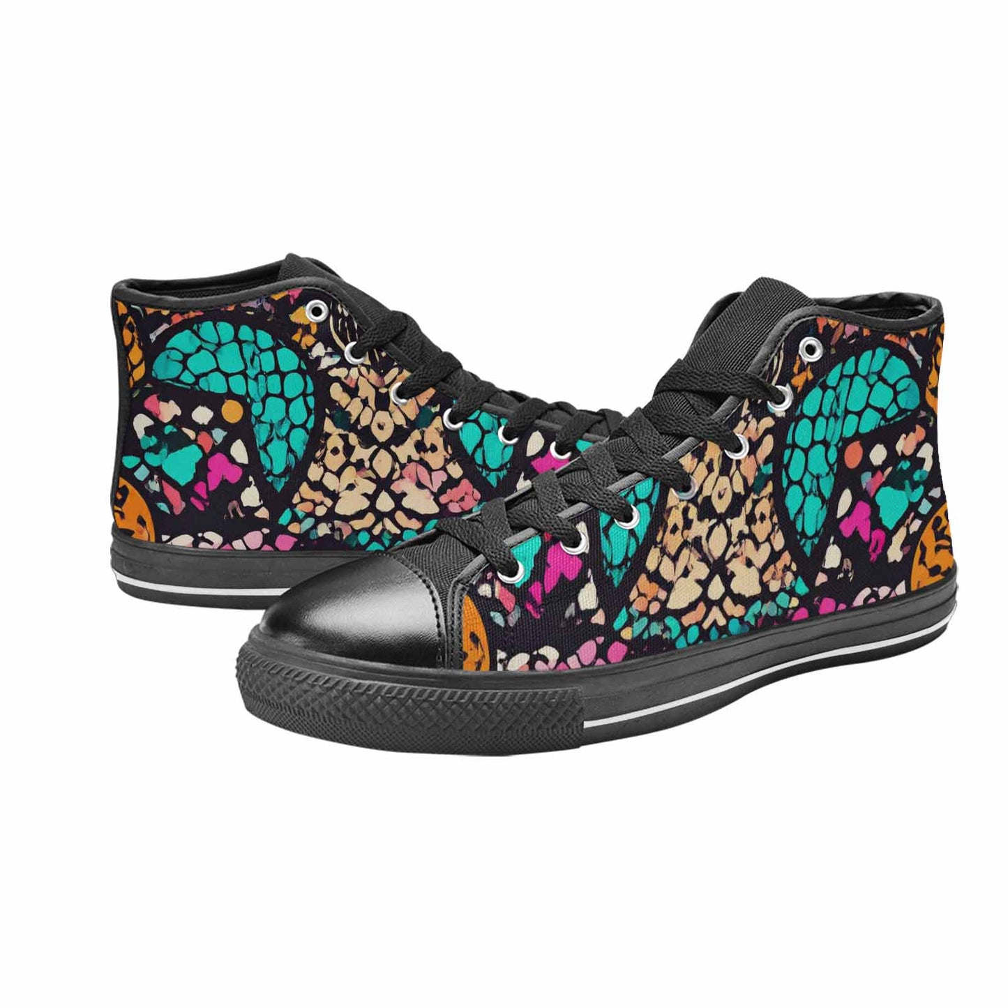 MEN'S Snake Print Skull High Top Canvas Vivid Sneakers
