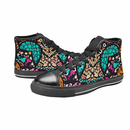 MEN'S Snake Print Skull High Top Canvas Vivid Sneakers