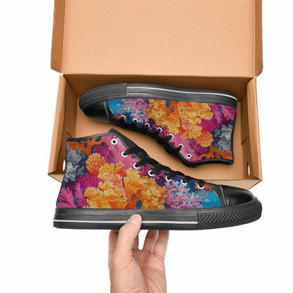 MEN'S Fish Scale Coral High Top Canvas Wallpaper Art Sneakers