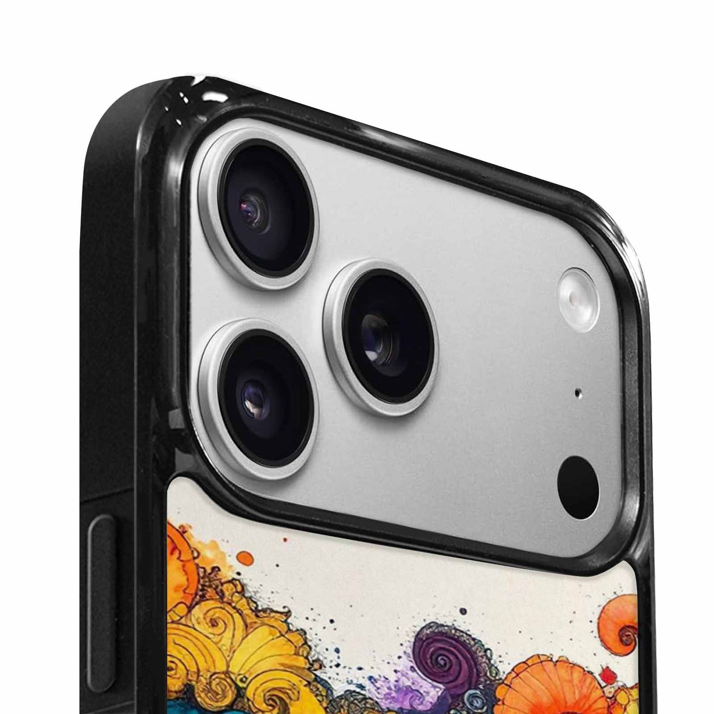 iPhone 17 Pro Case — Tie Dye Swirls Black Blue Tie, Original Design Phone Case
