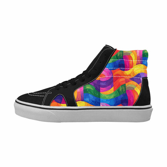 MEN'S Rainbow Pride Flag High Top Canvas Vibrant Chaos Shoes