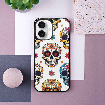iPhone 16 Case — Vibrant Skull Seamless, Custom Designed Case Cover