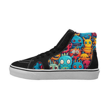 WOMEN'S Cartoon Monster Character High Top Canvas Vibrant Chaos Custom Sneakers