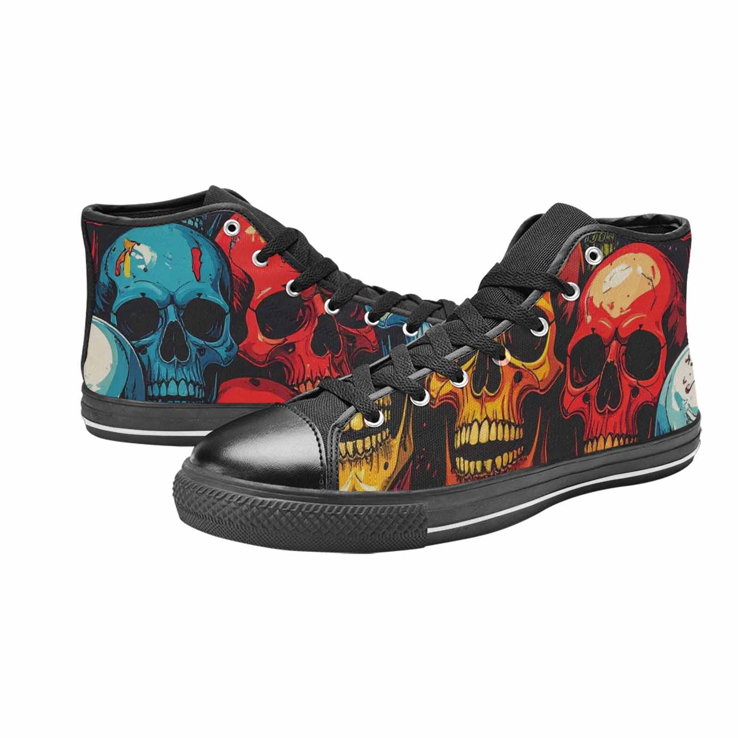 MEN'S Dripping Skulls Collage High Top Canvas Grunge Sneakers