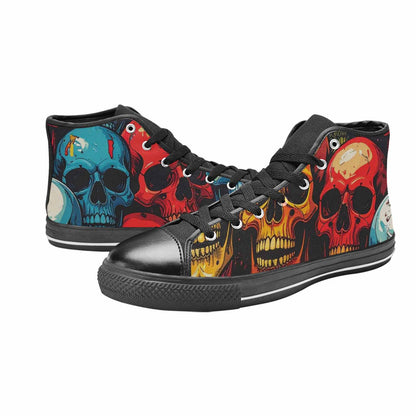 MEN'S Dripping Skulls Collage High Top Canvas Grunge Sneakers