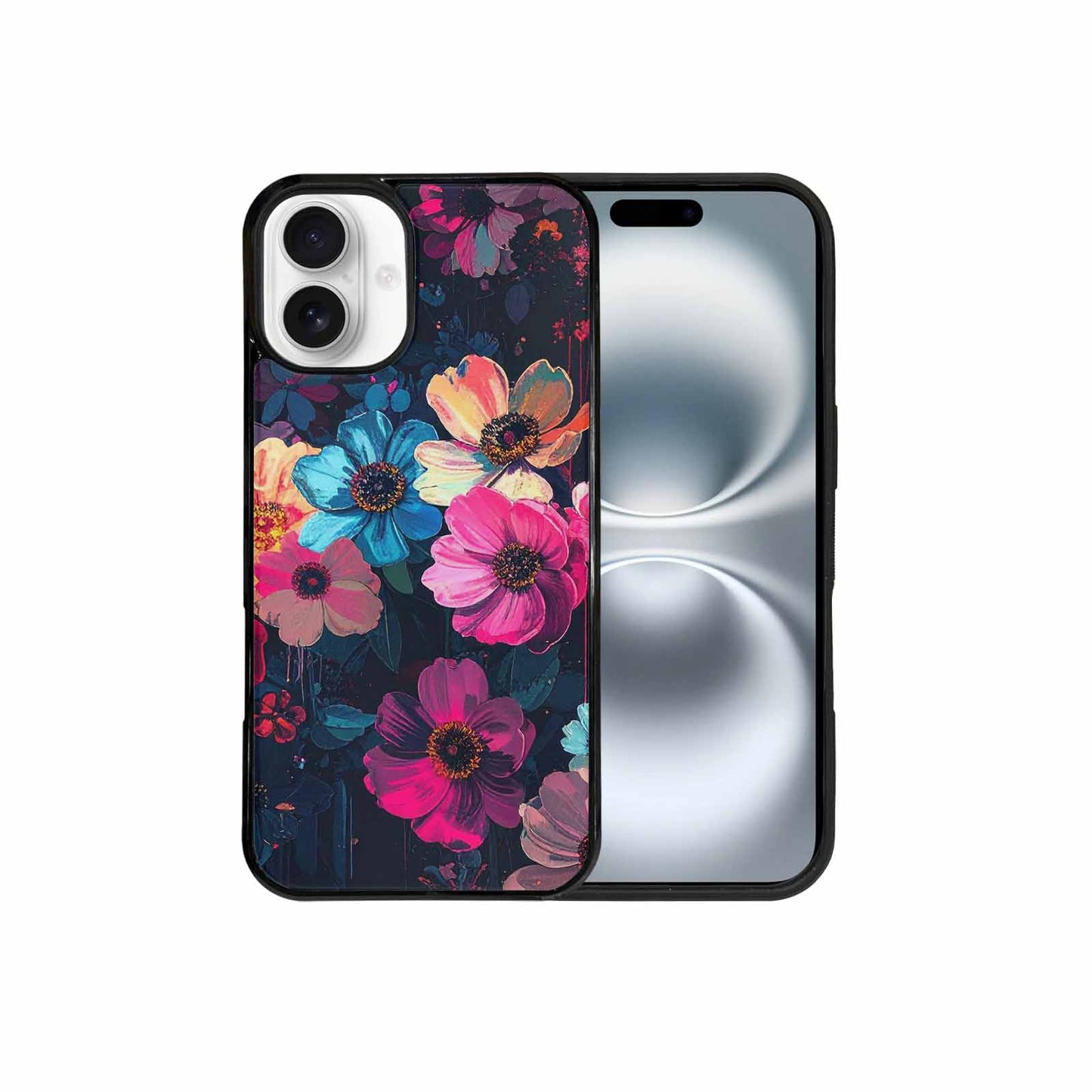 iPhone 16 Plus Case — Shadowy Glitch Floral Pattern Hundreds Of, Custom Print Case Cover