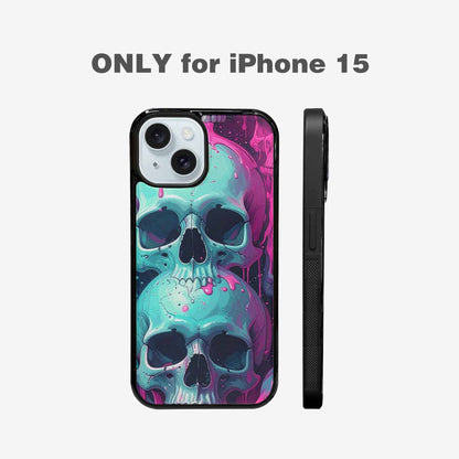 iPhone 15 Case — 1000\'s Of Skulls Overlapping Each Other, Customized Protective Case