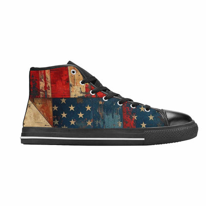 MEN'S American Flag Stars High Top Canvas Vivid Custom Sneakers