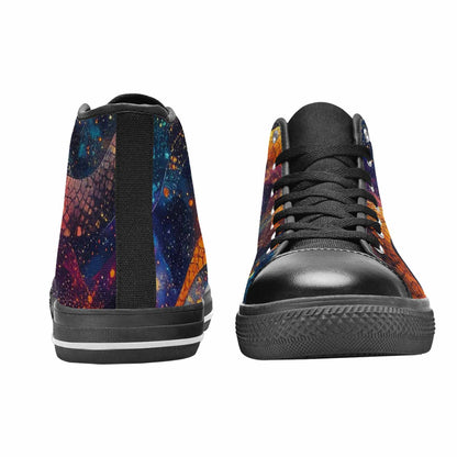 WOMEN'S Galaxy Snake Print High Top Canvas Vibrant Chaos Shoes