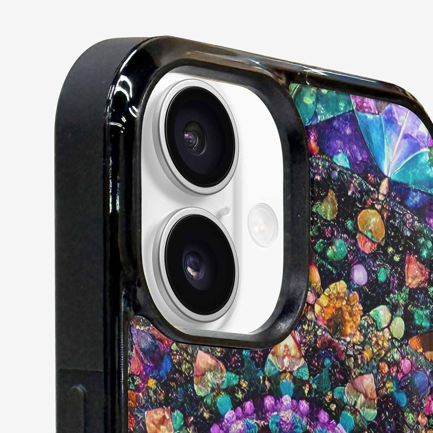 iPhone 16 Case — Crystal Mandala Art Seamless Pattern Vibrant, Custom Art Phone Cover