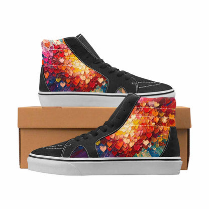 WOMEN'S Hearts Full Color High Top Canvas Custom Fashion Grunge Original Art Sneakers