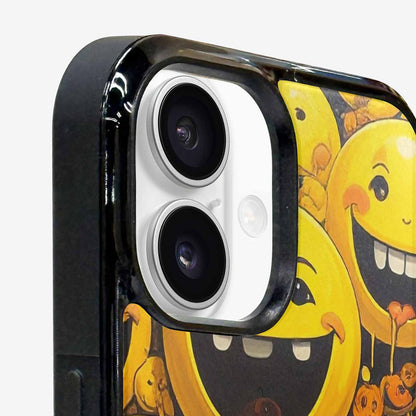 iPhone 16 Case — Melting Moon Smiley Red Splatt, Original Design Phone Case