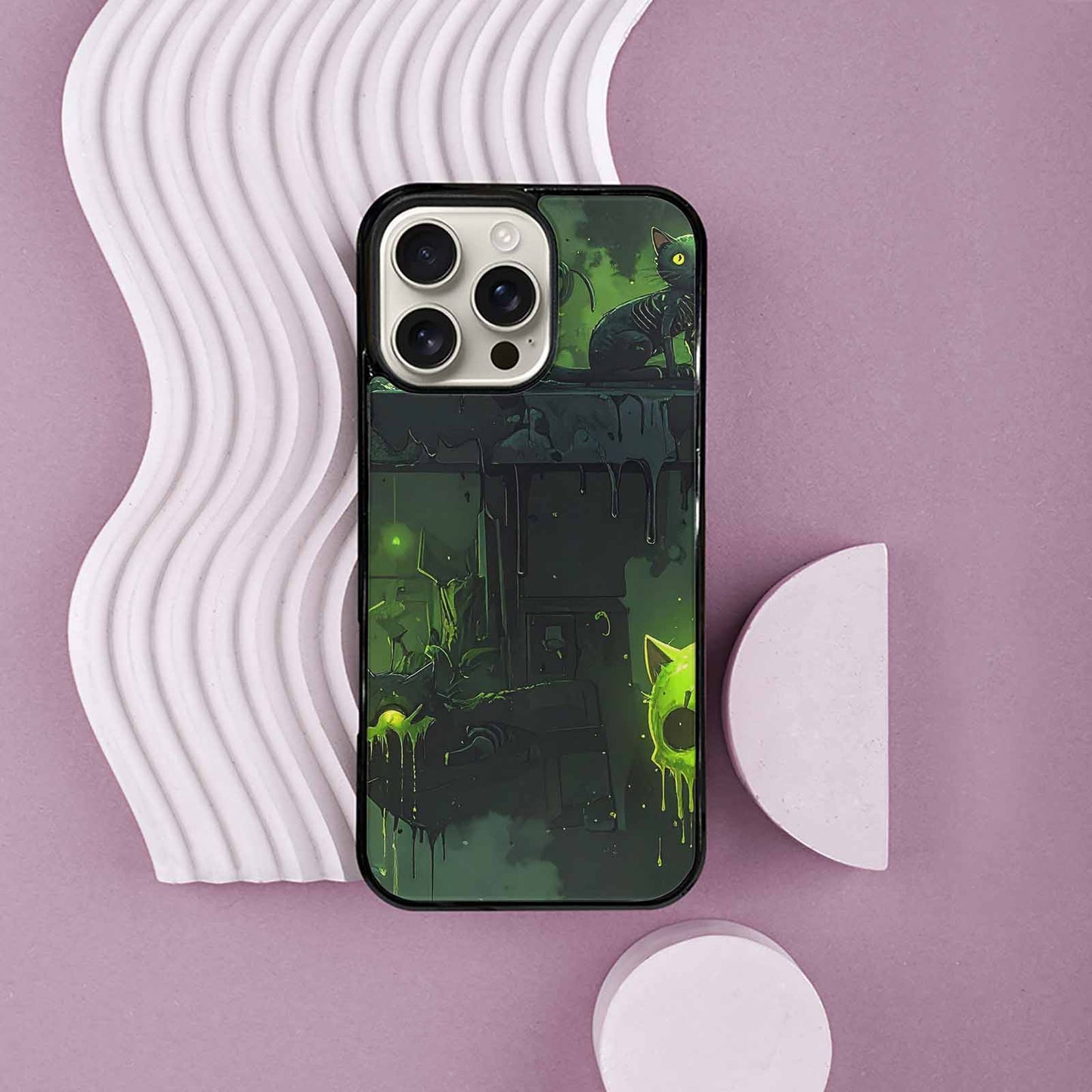 iPhone 16 Pro Max Case — Toxic Melting Skeleton Cats Small Toxic, Personalized Phone Case