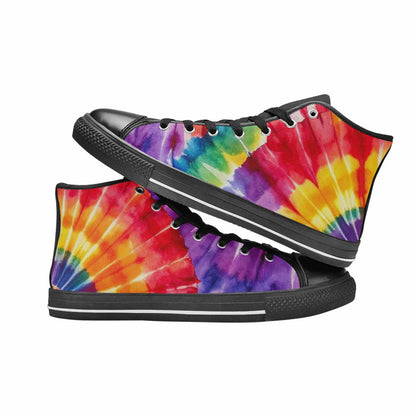 WOMEN'S Tie Dye Rainbow Spiral High Top Canvas Wallpaper Art Custom Sneakers