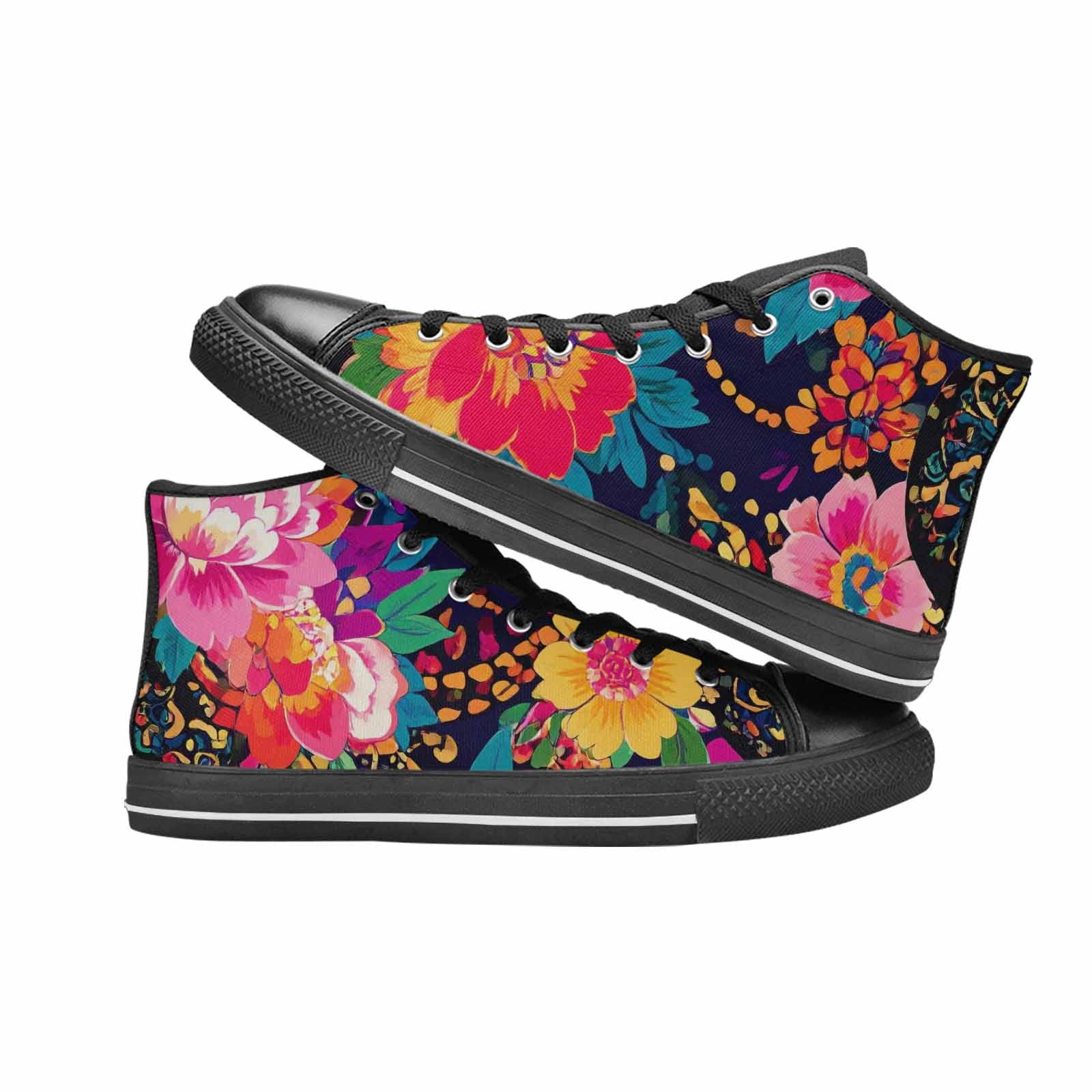 MEN'S Floral Snake Print High Top Canvas Dreamcore Sneakers