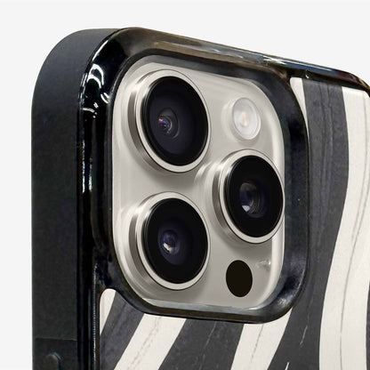 iPhone 16 Pro Max Case — Modern Zebra Stripe Print Crisp Black, Custom Phone Case