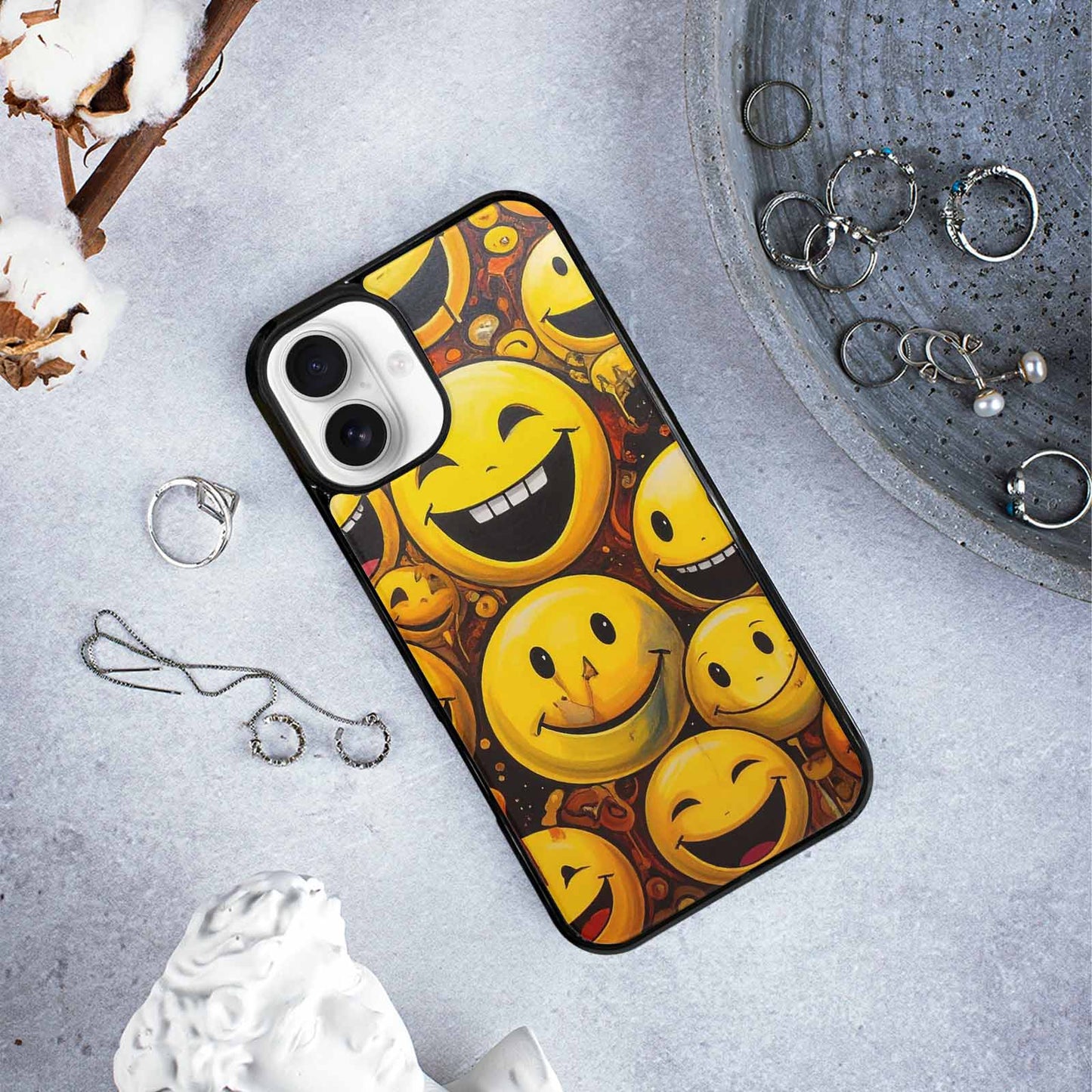 iPhone 16 Plus Case — Melting Moon Smiley Red Splatt Ipd, Unique Phone Case Design