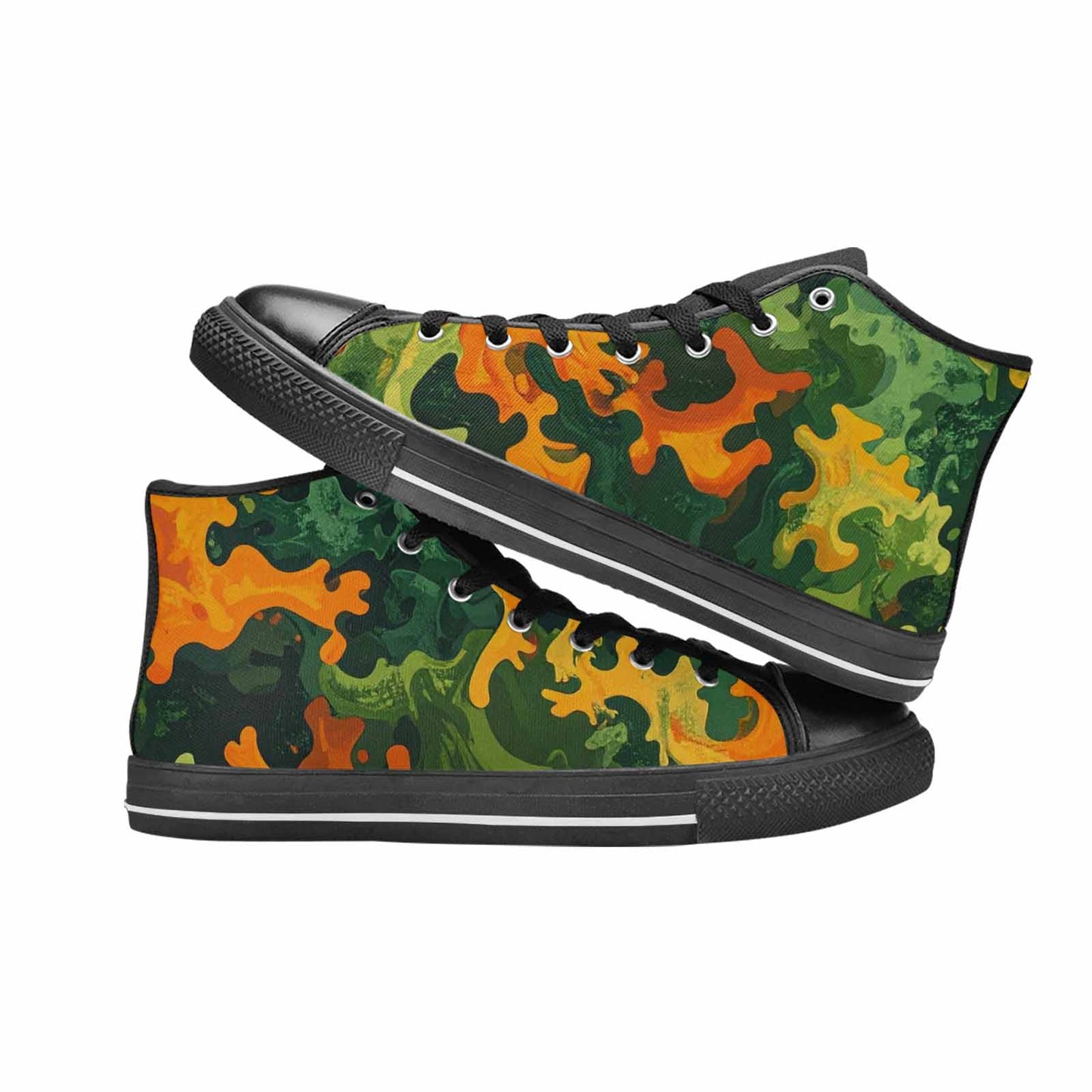 WOMEN'S Military Camouflage Blotch High Top Canvas Vibrant Chaos Custom Shoes