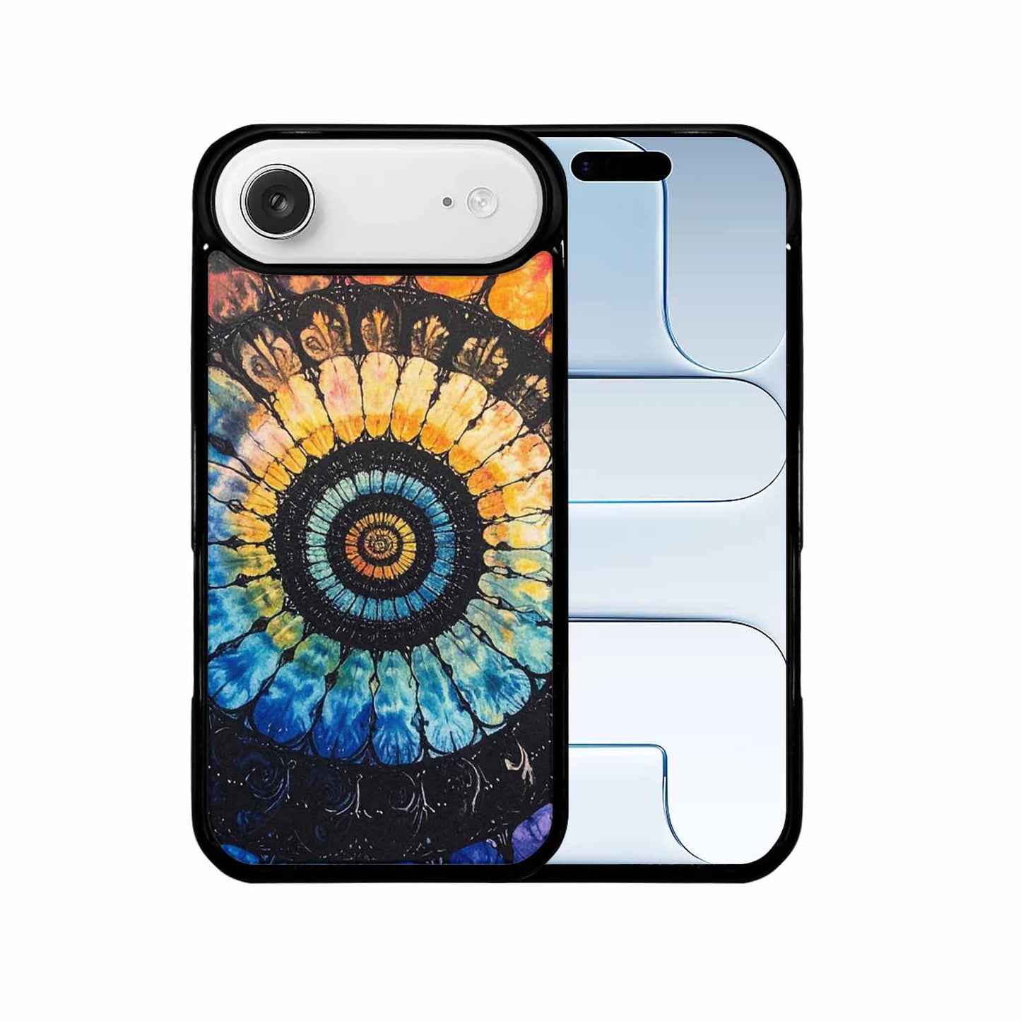 iPhone 17 Air Case — Tie Dye Swirls Black Blue Tie, Original Design Phone Case