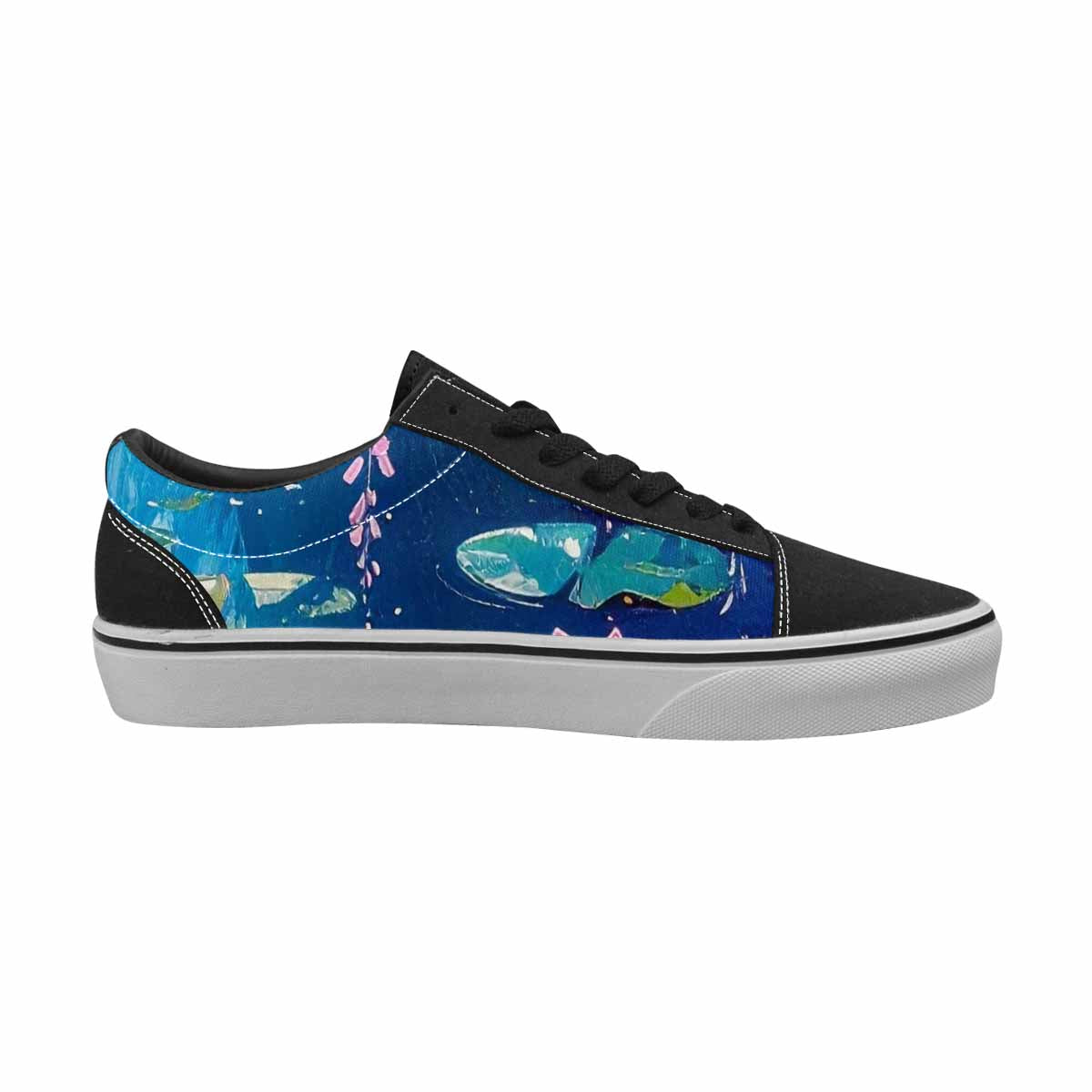 WOMEN'S Full Color Vibrant Monet Lace-Up Canvas Wallpaper Art Sneakers