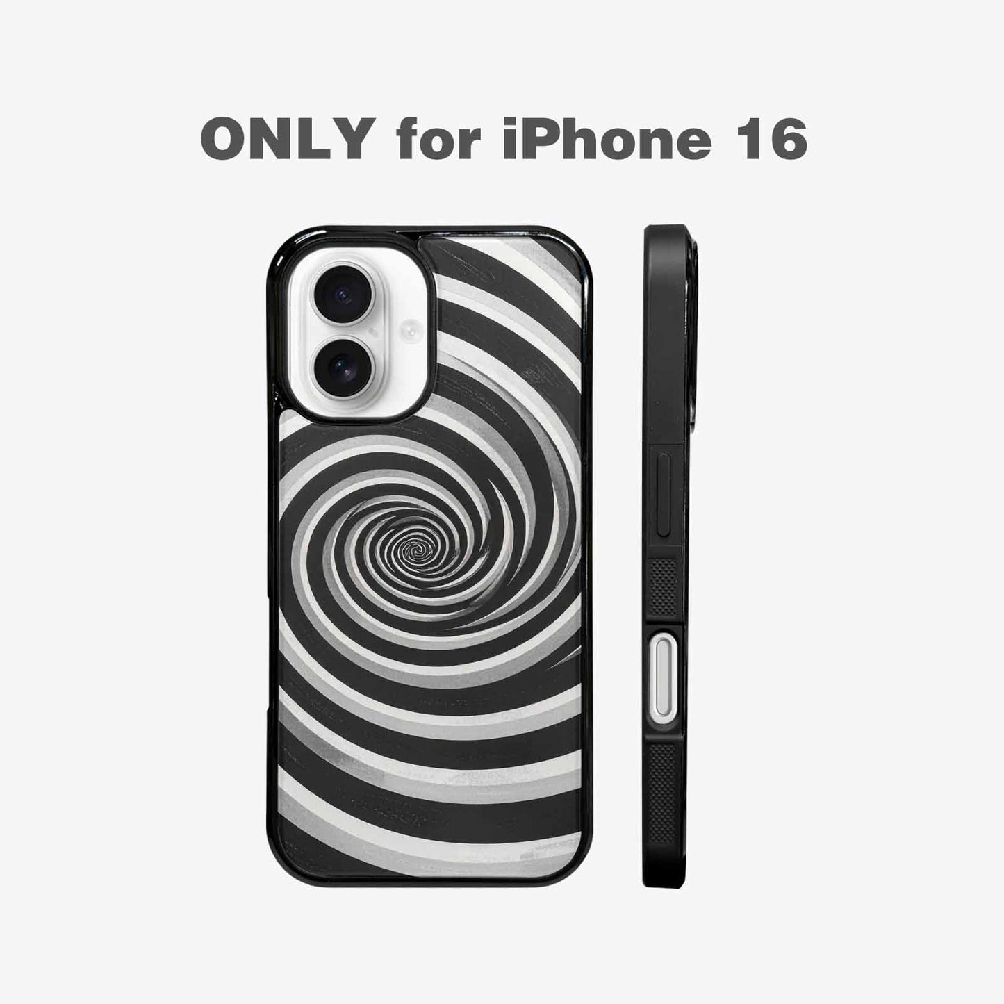 iPhone 16 Case — Hypnotic Spiral Optical Illusion Motif High, Custom Phone Case