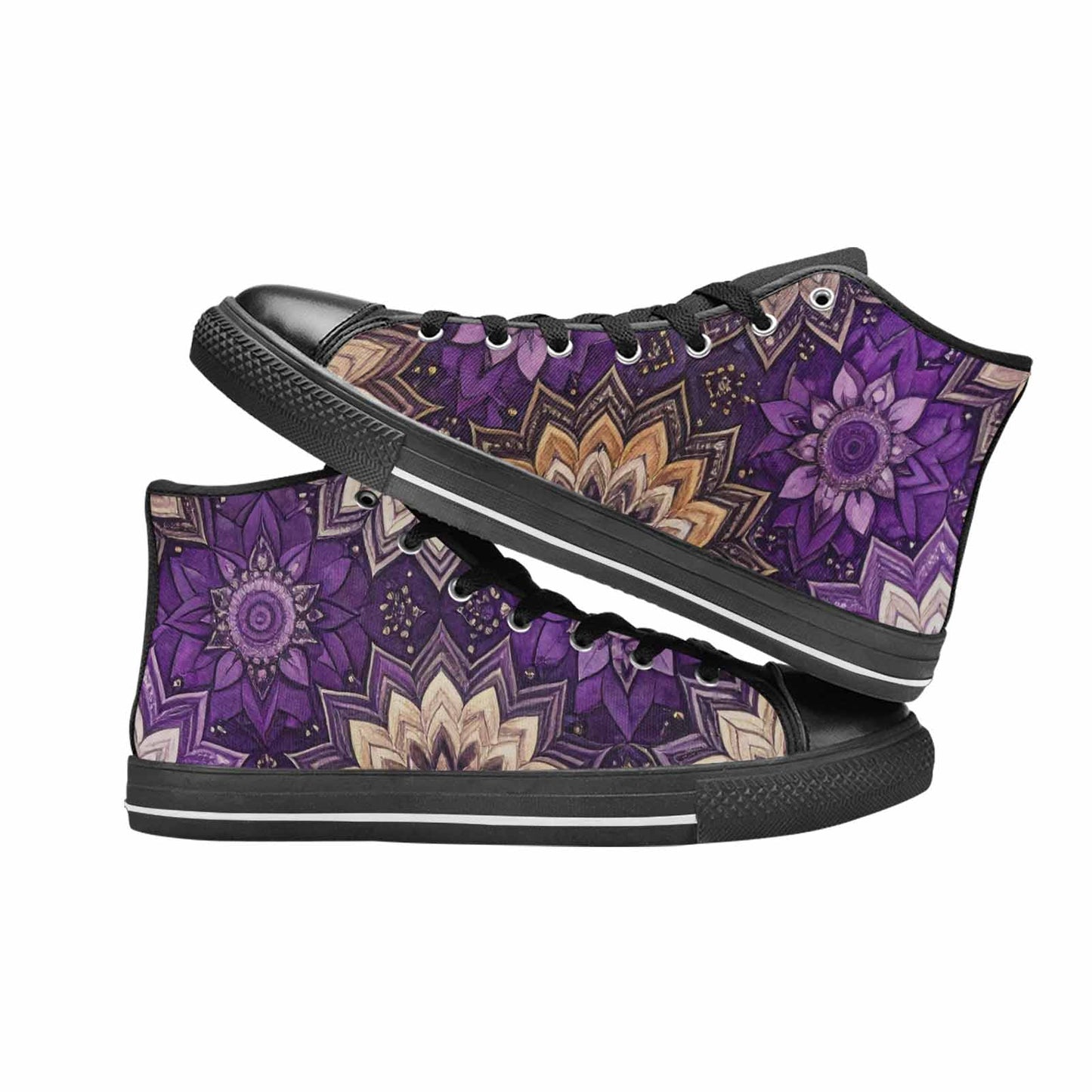 WOMEN'S Mandala High Top Canvas Wallpaper Art Custom Sneakers