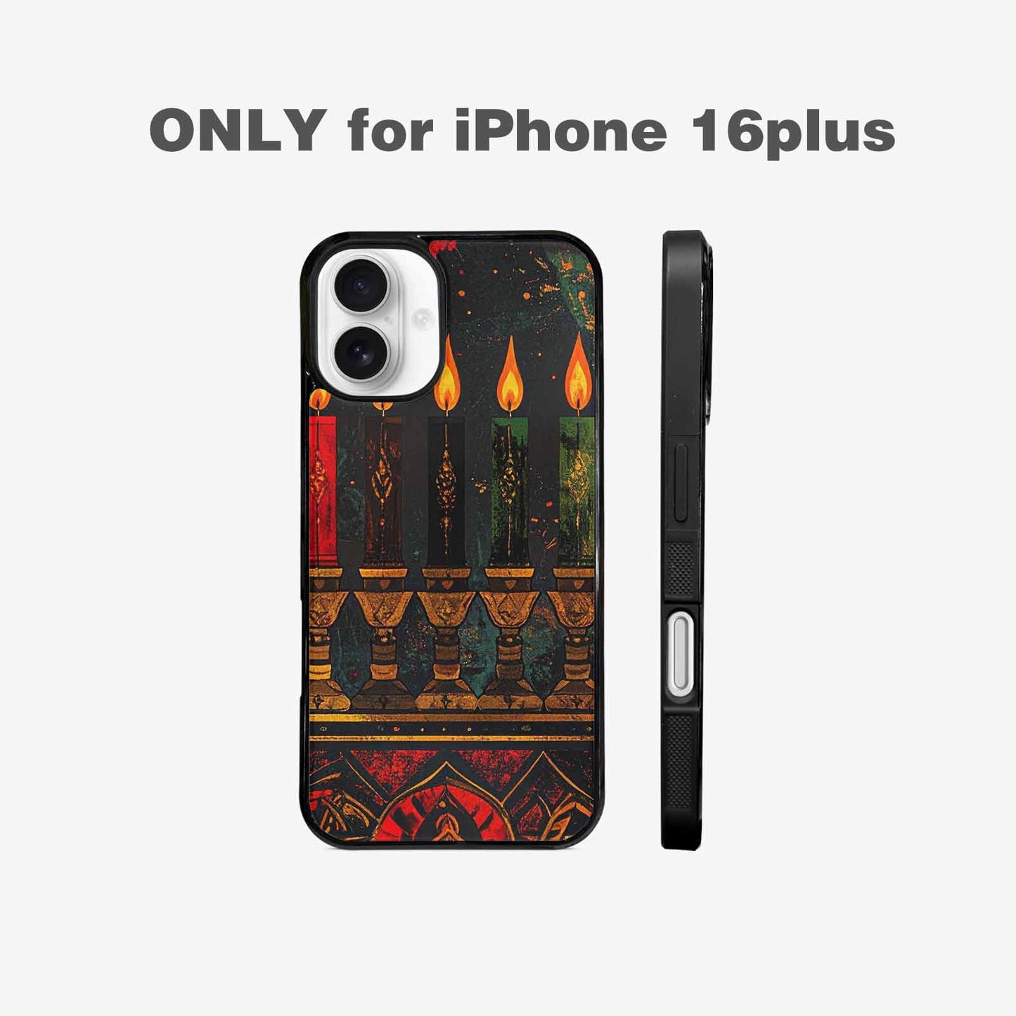 iPhone 16 Plus Case — Kwanzaa Kinara Pattern Seamless Repeat African, Personalized Phone Case