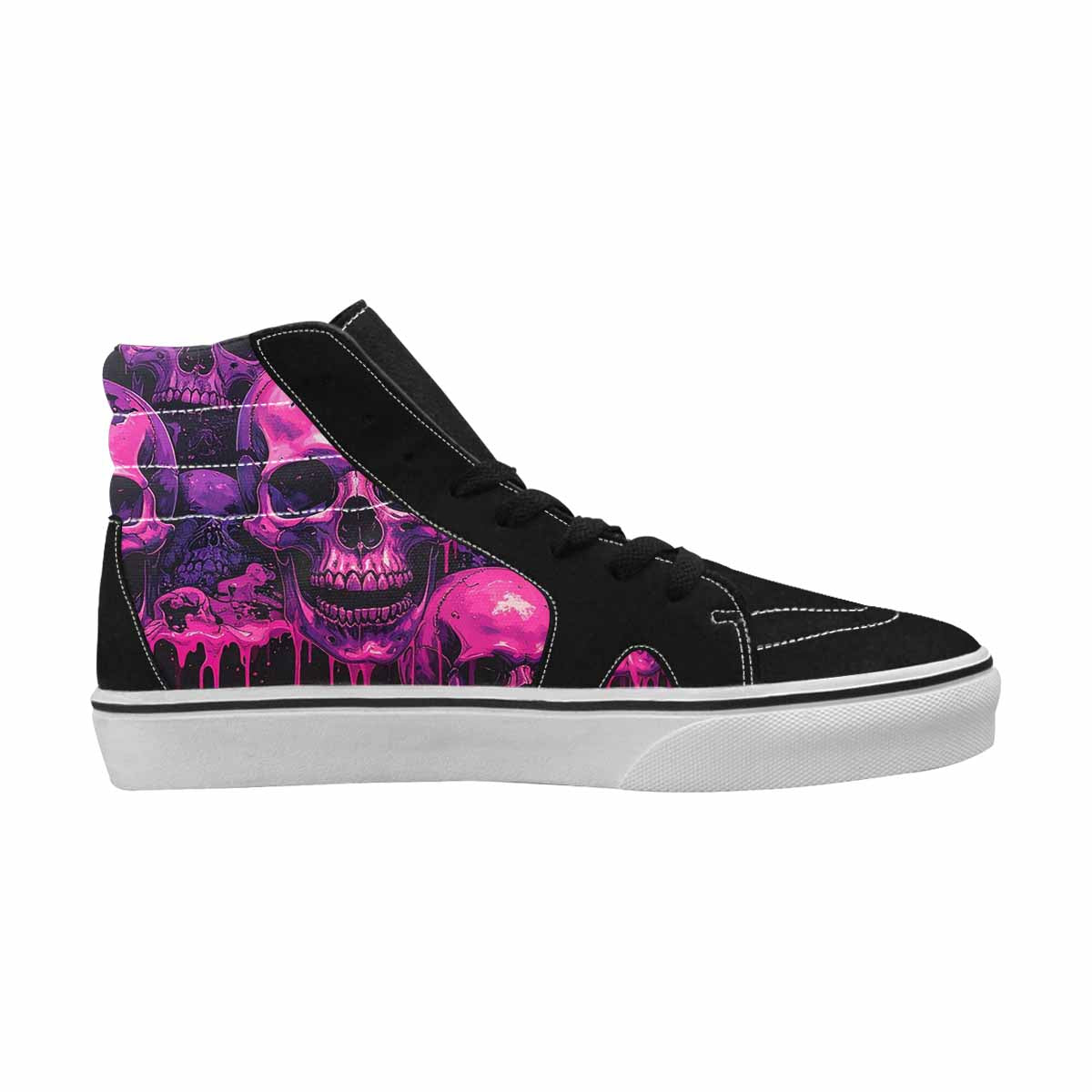 MEN'S Pink + Purple Skeletons High Top Canvas Vibrant Chaos Sneakers