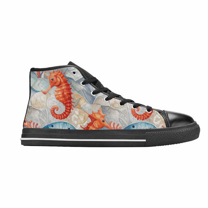 MEN'S Fish Scale Coral High Top Canvas Dark Academia Custom Shoes