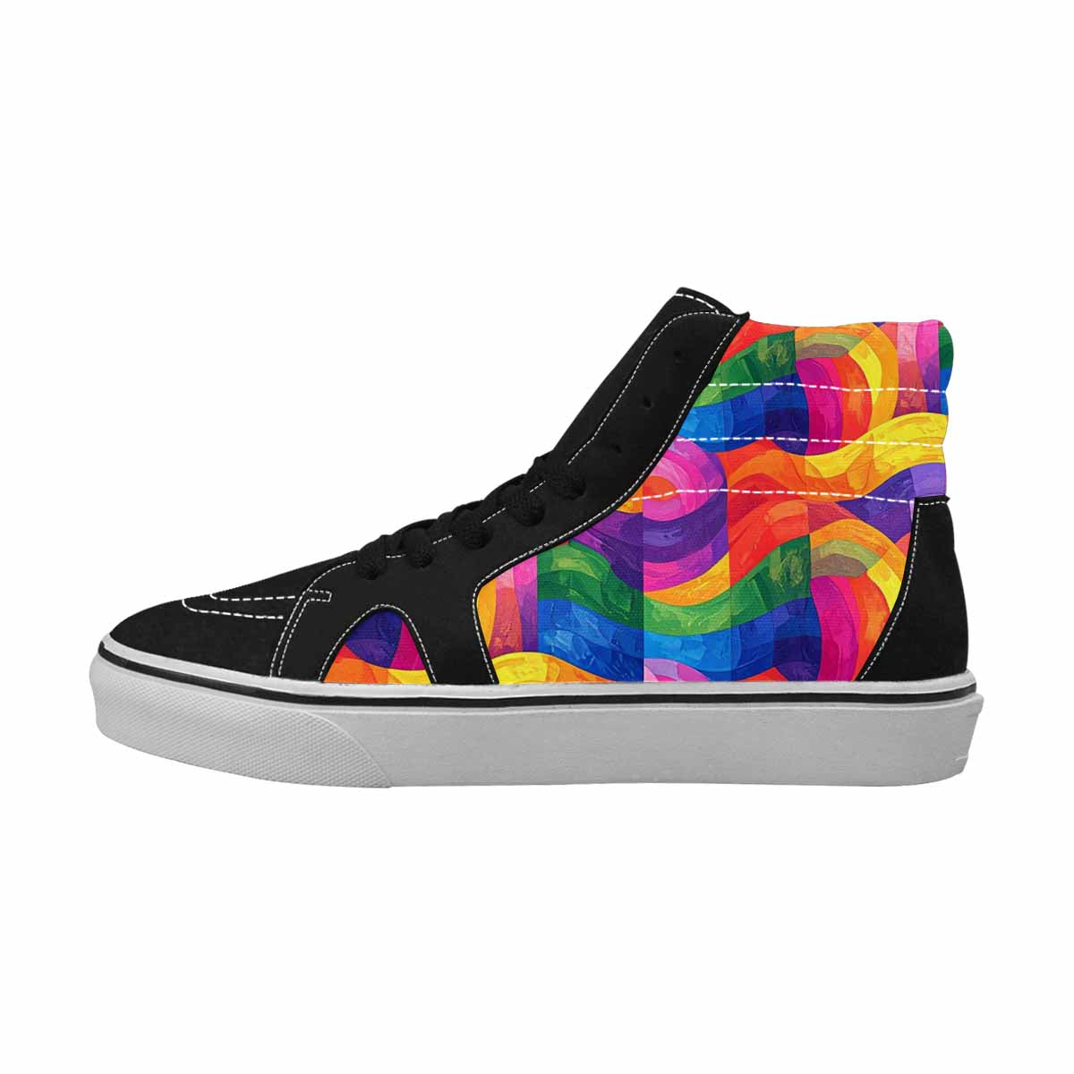 WOMEN'S Rainbow Pride Flag High Top Canvas Vibrant Chaos Sneakers