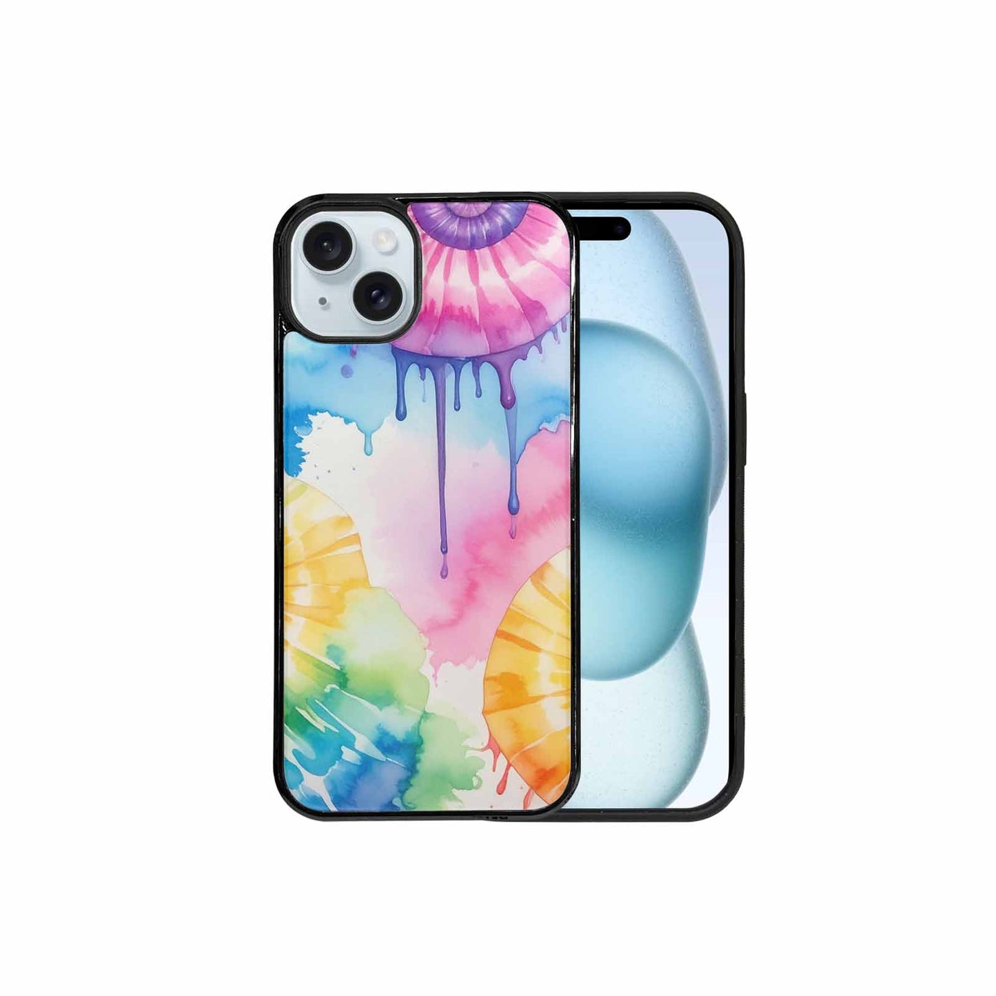 iPhone 15 Plus Case — Dripping Tie Dye Spiral, Personalized Phone Case