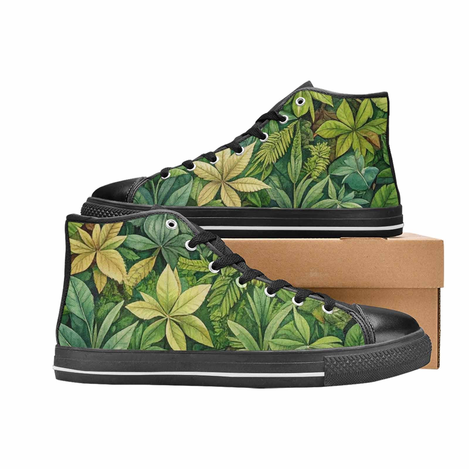 MEN'S Seven-Point Palmate Leaf High Top Canvas Vibrant Chaos Shoes