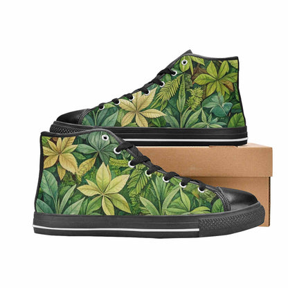 MEN'S Seven-Point Palmate Leaf High Top Canvas Vibrant Chaos Shoes